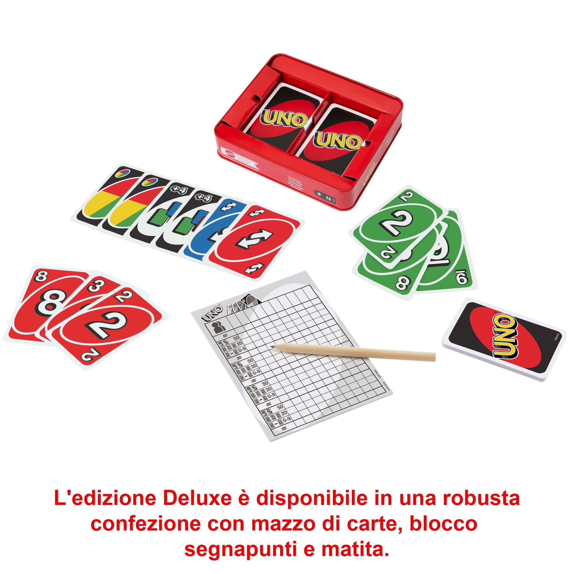 Mattel Games - UNO Deluxe, Gioco Di Carte Per Famiglie E Bambini 7+ Anni, K0888