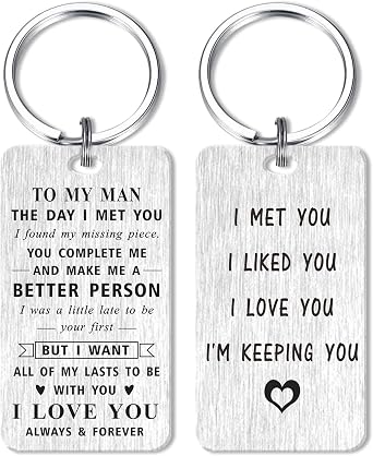 MOQIYXL Fathers Day Keychain Gifts for Men, I Love You Keychain for Husband Boyfriend, Anniversary Keychain Gifts for Him