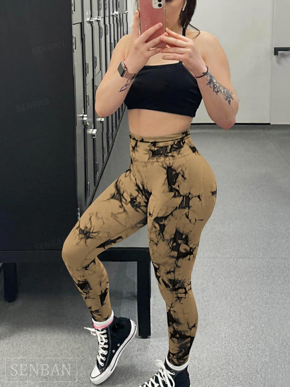 SENBAN Women Scrunch Workout Leggings: Butt Lifting High Waisted Yoga Pants - Tie Dye Seamless Booty Gym Leggings - Image 2