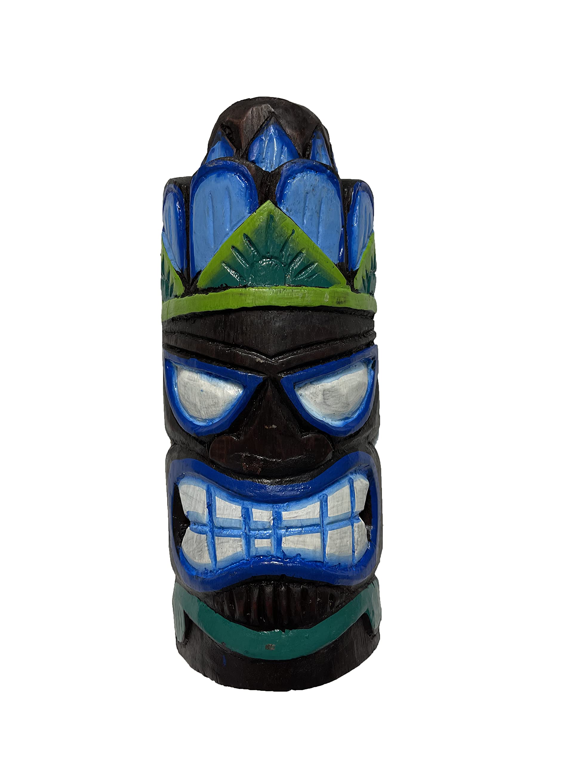 Tiki Mask Wall Hanging - Multicoloured - Hand Carved Albesia Wood Decoration Tiki Bar Hawaiian Garden Hand Painted