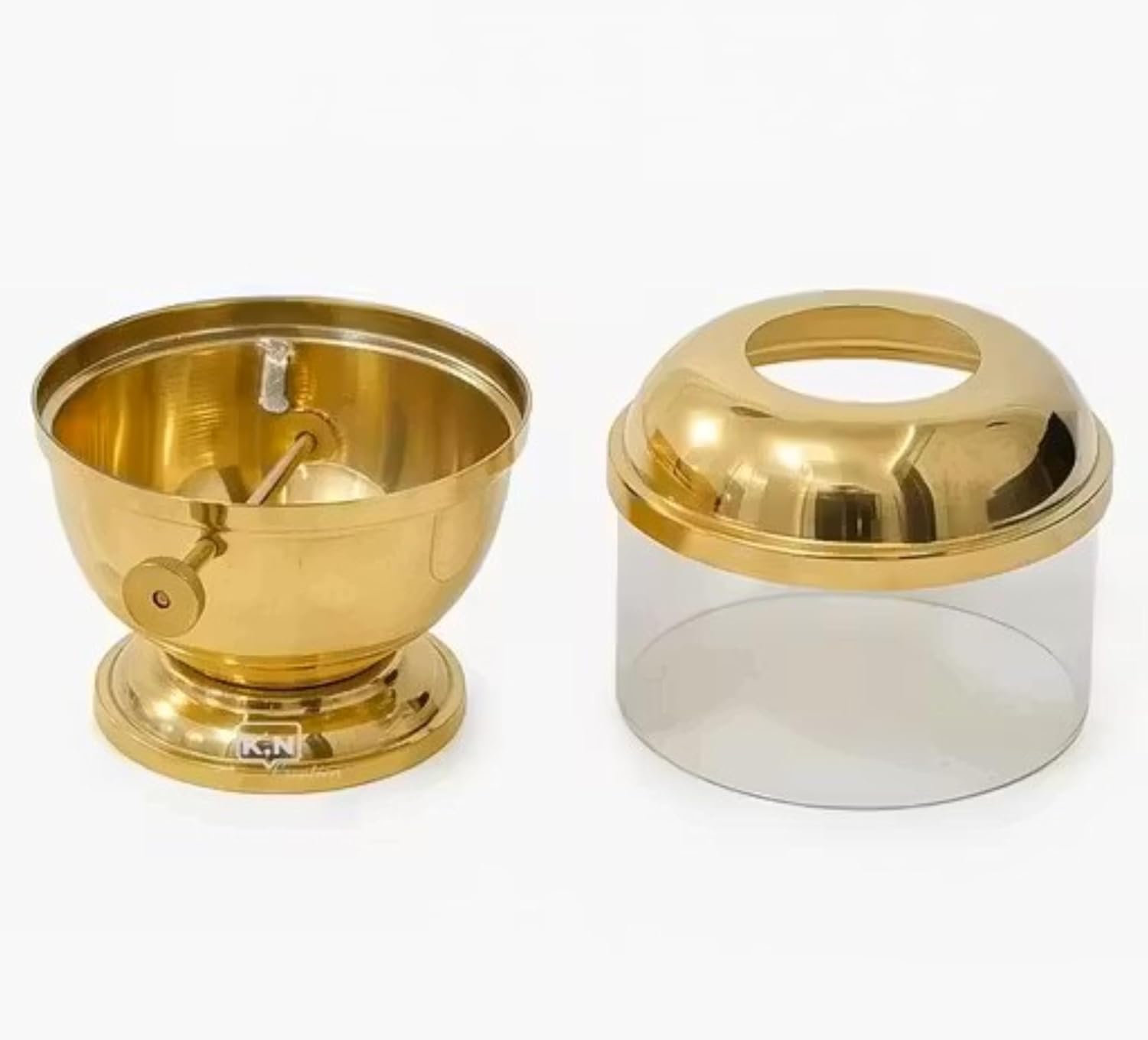 Brass Apple Shape Oil Diya/Lamp Hindu Puja Religious Brass Oil Lamp Pooja Essential for Indian Traditional Pooja Items New Year Gifts Decoration (Size:-L;3.5 Inch,H;5 Inch)