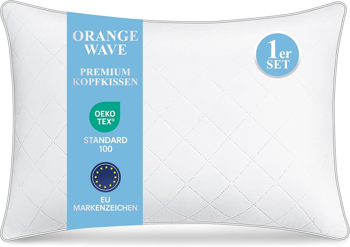 Orange Wave Kopfkissen 40x80 Kissen - Kissen 40x80cm Hochwertig Mikrofaser Schlafkissen, Weiches Atmungsaktiv Pillow, Hotelqualität Bettkissen für Rücken-, Seiten- Bauchschläfer, Oeko-Tex Zertifiziert