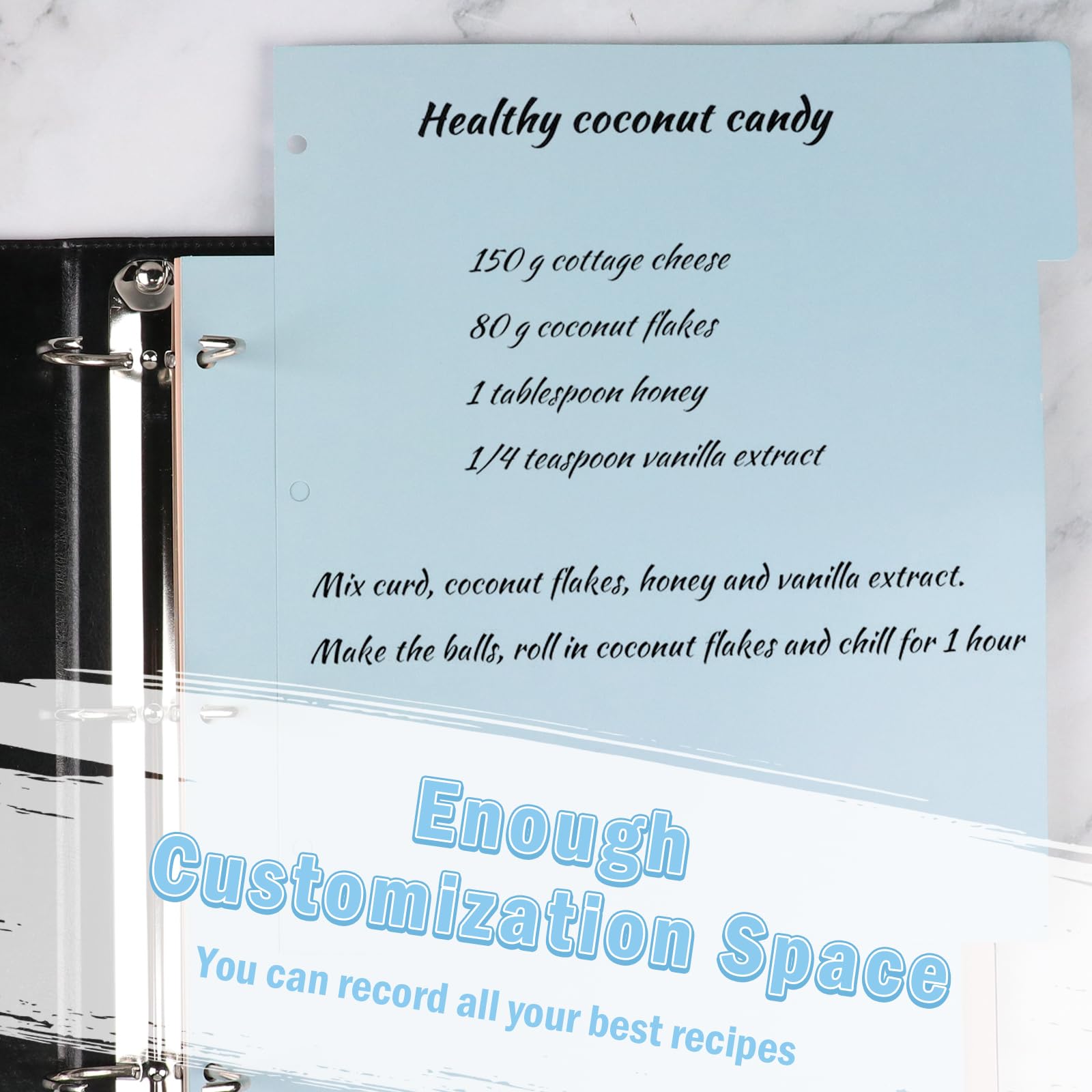 Morandi Rezept-Trennblätter für 3-Ringbücher mit 4 Registerkarten, 24,9 x 27,9 cm, Papier, Rezeptbuch, Trennblätter, blanko, Rezept-Organizer, personalisierbar, für die Küche