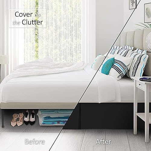 Miniatura 5 de Cotton Metrics Linen Falda de cama de algodón egipcio 100% de calidad hotelera de 800 hilos, longitud de caída de 16 pulgadas, tamaño King, color