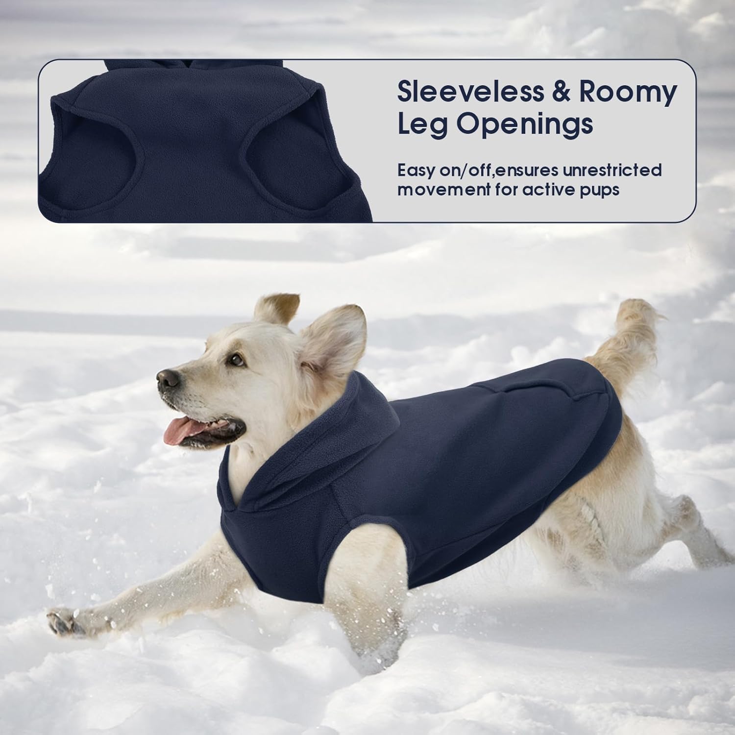 IECOii Dog Sweatshirt for Large Dogs, Hooded Fleece Vest with Leash Hole, XXXL Dogs Sweater for Giant Breed,Warm Polar Fleece Large Dog Hoodie for Fall Winter,Labrador,Doberman, Blue, 3XL - Image 6