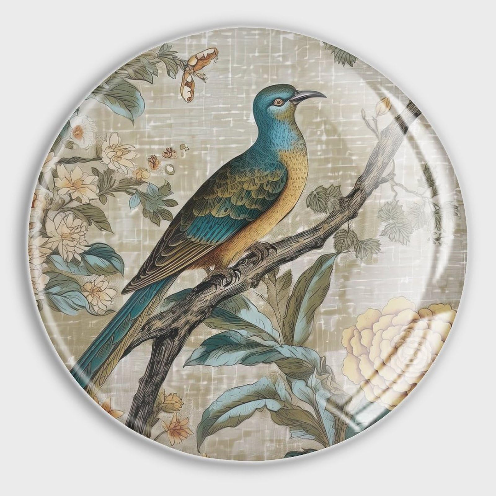 Imanes de nevera de cristal estilo chinoiserie con diseño de pájaro tradicional, pack de 4