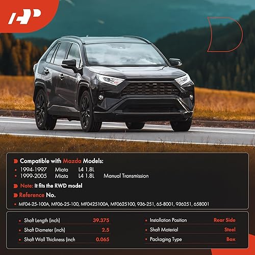 Miniatura 2 de A-Premium Conjunto completo del eje de transmisión del eje de transmisión trasero compatible con Mazda Miata 1994-1997 1999-2005 L4 1.8L, RWD,
