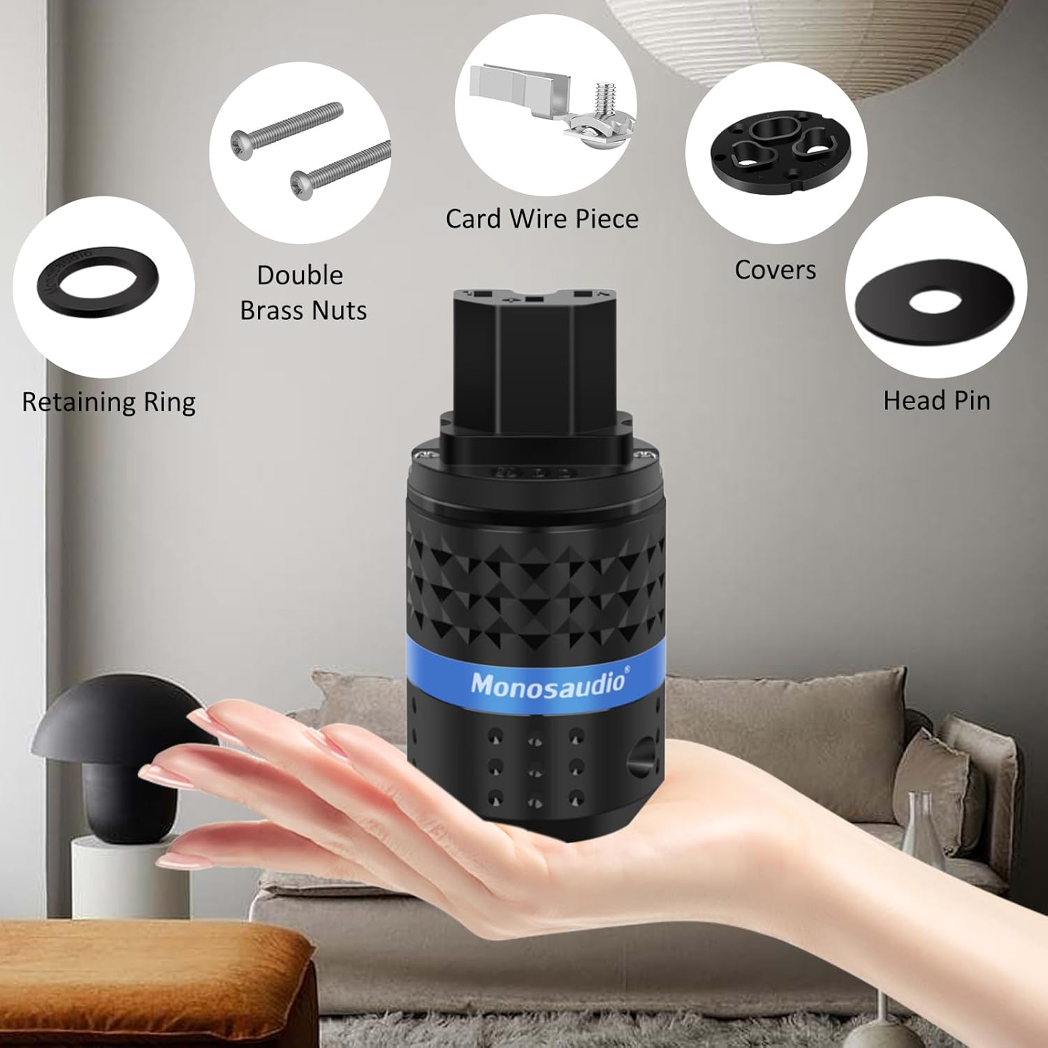 Monosaudio Audiophile Power Plug Pure Copper 15A/125V 10A/250V IEC C13/C15 Power Connector Hi-end Audio Power Plug for DIY Audiophile Power Cord HiFi Audio AC Power Cable(Rhodium Plated)（M102R/F102R）