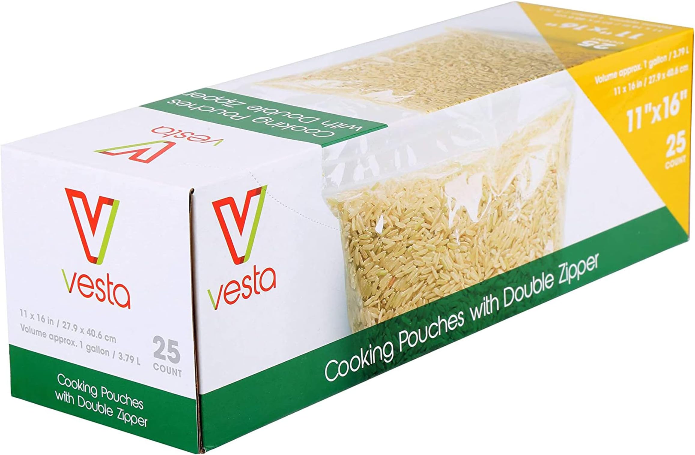 Double Zipper Non-Vacuum Seal Pouches by Vesta Precision | Clear and Flat Food Storage Bags | Does Not Require a Vacuum Sealer for Food Packaging | 11 x 16 inches | 25 Pouches per Box