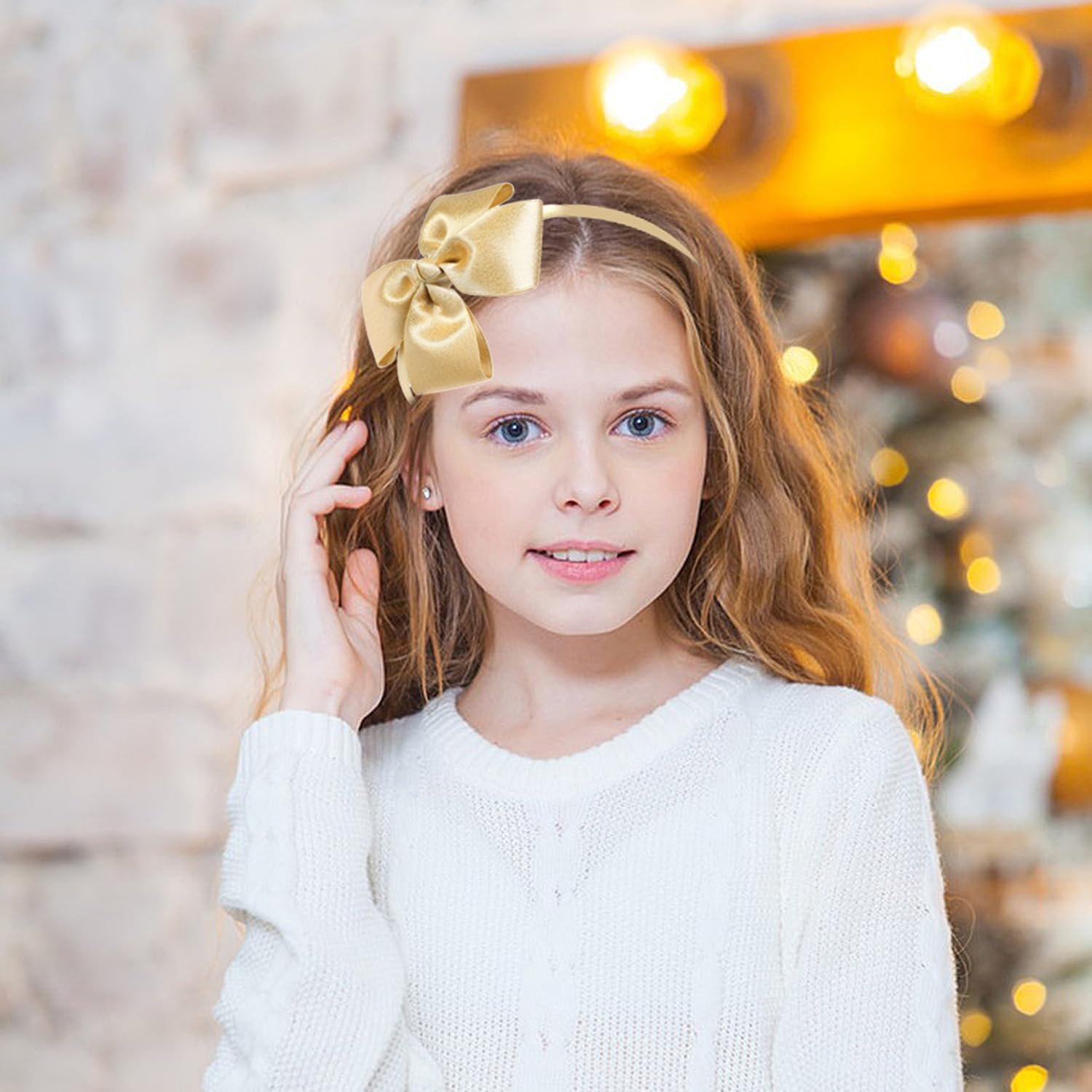 Bonita diadema de lazo para niñas, niños y niños pequeños (dorado)