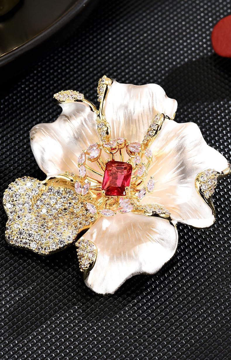 Elegante Blumen-Brosche mit Pfingstrosen, für Damen, Modeschmuck, Bankett-Brosche