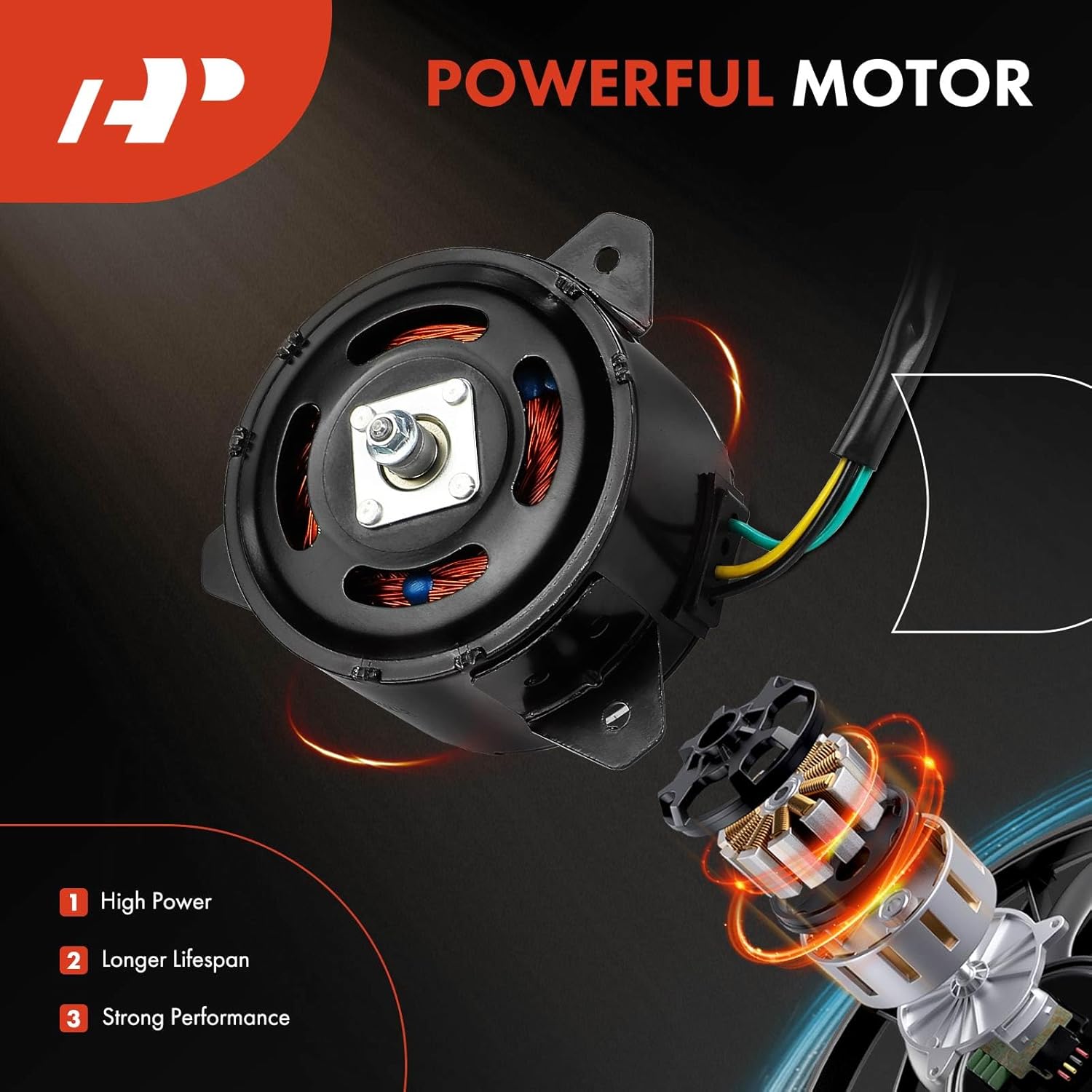 A-Premium Radiator Fan Motor Compatible with Dodge Intrepid 1998-2004 & Chrysler 300M 1999-2004, Concorde 1998-2004, Intrepid 1998-2004, LHS 1999-2001