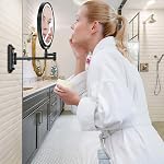 Rocollos Miroir de maquillage mural lumineux rechargeable avec 3 Lumières de couleur, écran tactile variable,8 1 cm LED Double face 1X/10X Amplificateur 360°Flexible 13 Rétractable de pouce