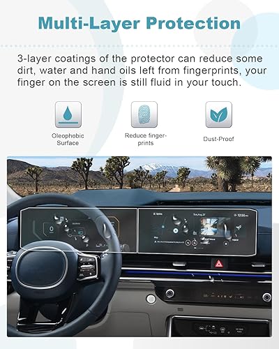 Miniatura 34 de CDEFG Protector de pantalla de vidrio para Telluride: Protector de pantalla táctil para pantalla de automóvil, vidrio templado 9H, antiarañazos