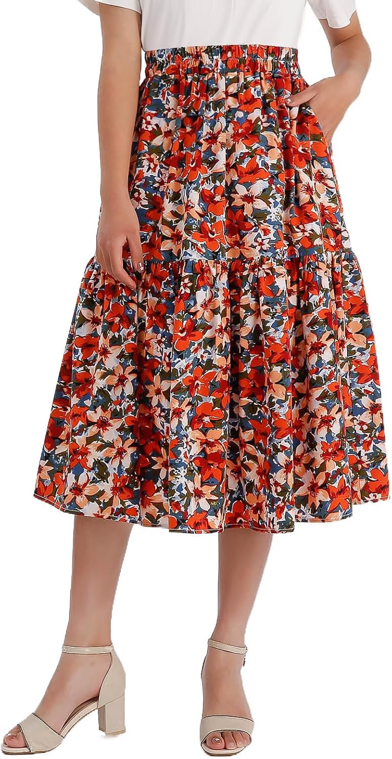 Ladies' Elastic Waist Skirt Spring, Summer and Autumn Pocket Skirt with Broken Pleats and Long Skirts - Image 2