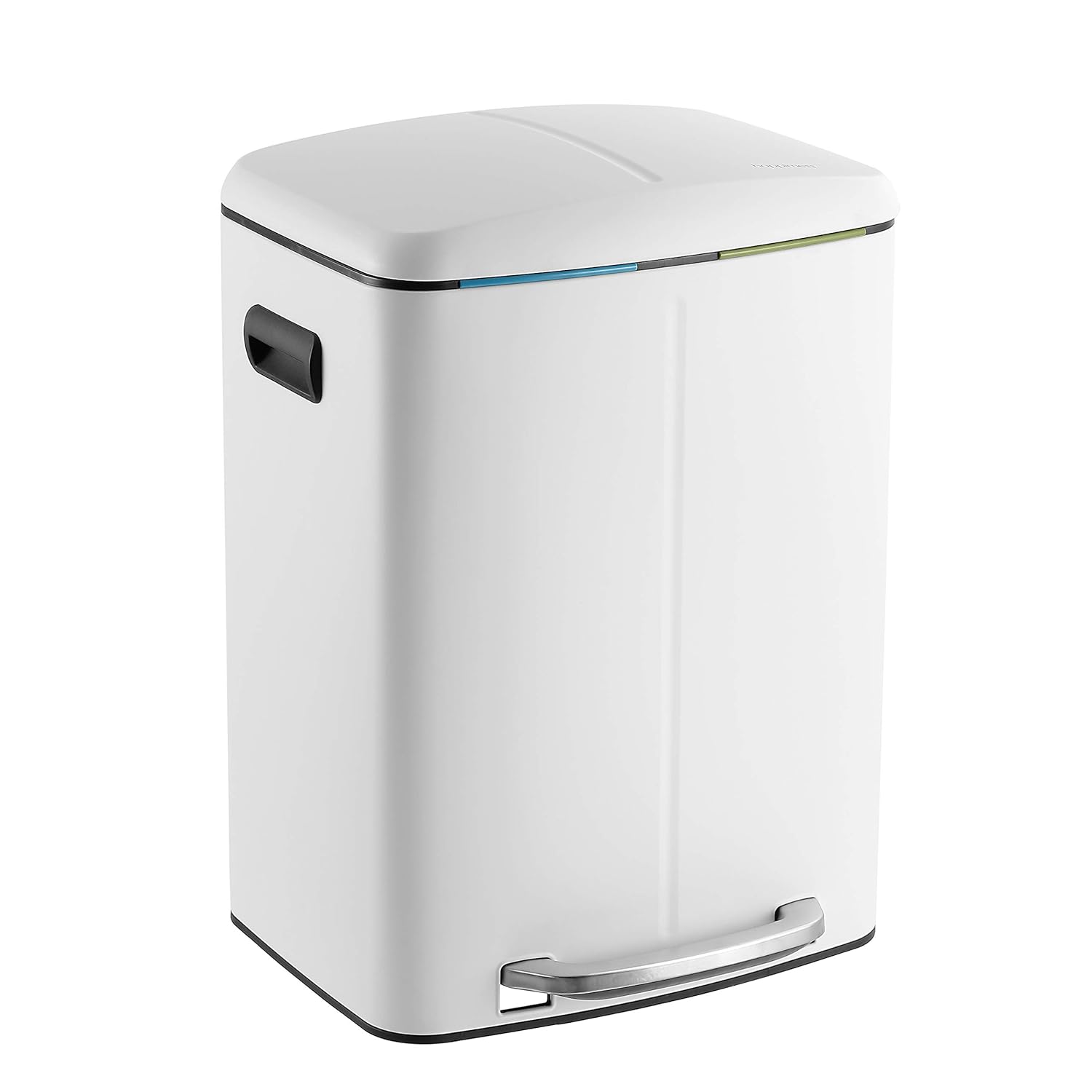 eyely MPH1005A Mellow Rectangular 10.5-Gallon Double Bucket Trash Can with Soft-Close Lid, Fingerprint-Proof, Soft Close, Bedroom, Bathroom, Kitchen, Laundry Room, Office, 10.5 gallon, Stainless Steel