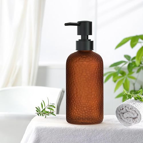 Miniatura 8 de Dispensador de jabón de 16 onzas, dispensador de jabón transparente de vidrio templado, botella de jabón para fregadero de cocina, dispensador de