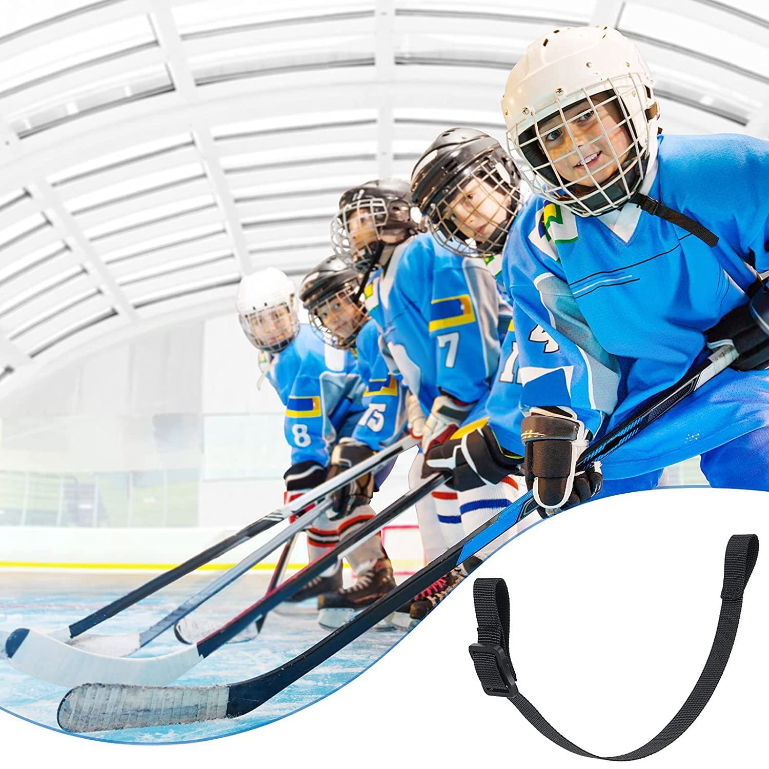 Sottogola Rimovibile Per Casco Hockey - Con Chiusura A Scatto, Confezione Da 6 Pezzi - Foto 12