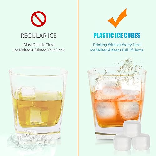 Miniatura 5 de Cubos de hielo reutilizables para bebidas, paquete de 50 cubos de hielo de plástico recongelables sin BPA, bebidas frías sin diluir, cubos de hielo