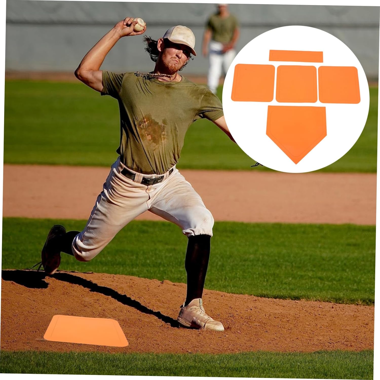 Mikikit 5pcs Baseball Bases for Training and Games Softball Pitching Mat Set Official