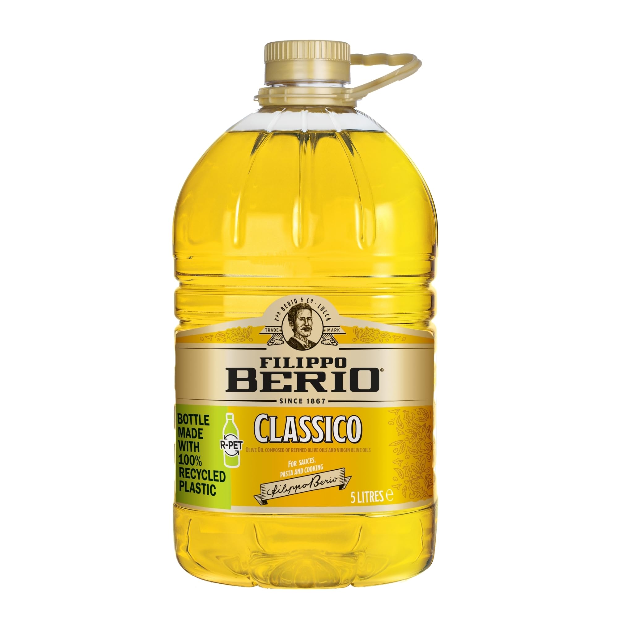 Filippo Berio Olive Oil, Classico Olive Oil, Catering, 5 Litre Large Bottle, 5l