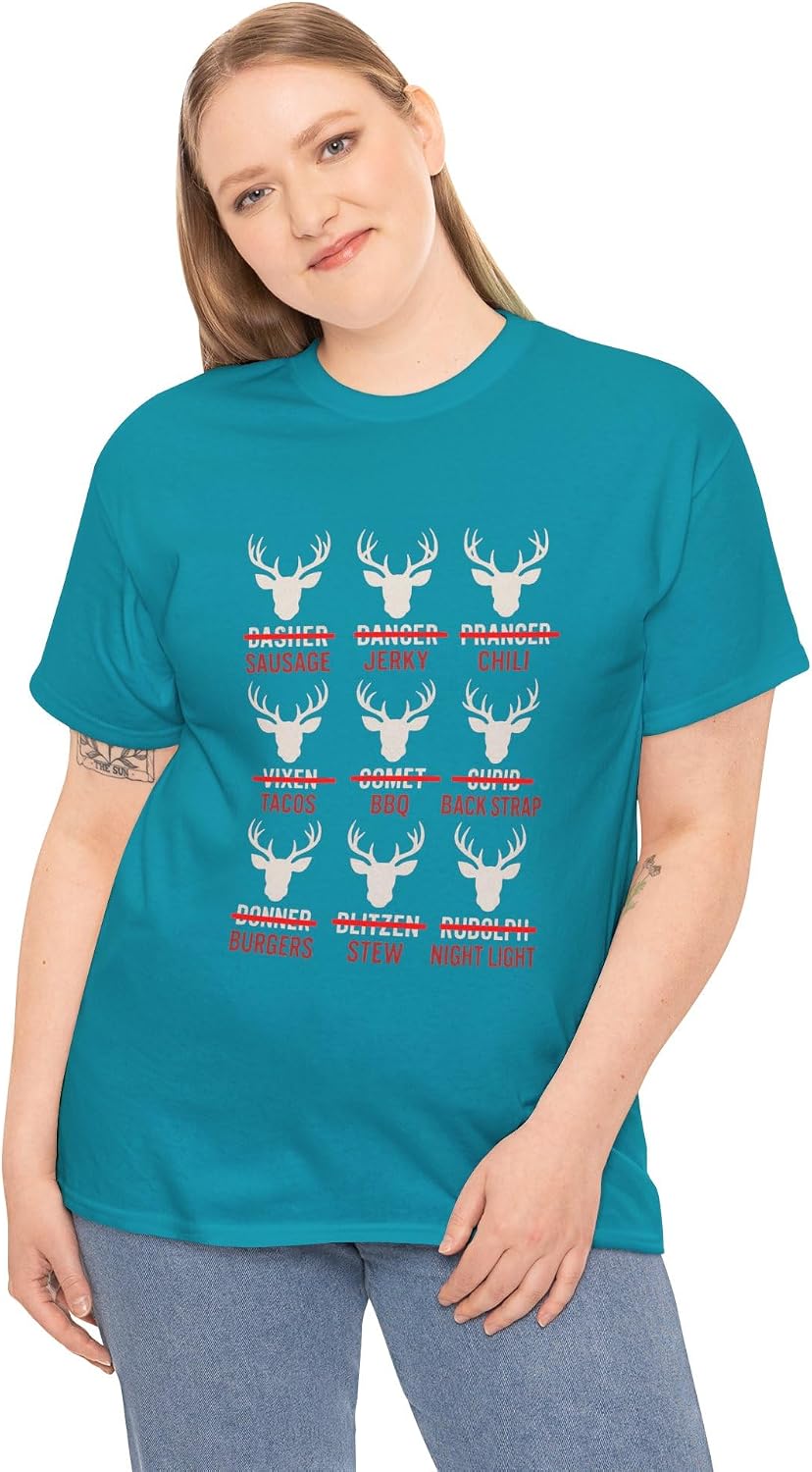 Funny Christmas Reindeer Meat Menu for Deer Hunters Dad Sarcastic Holiday Hunter Humor Graphic Apparel