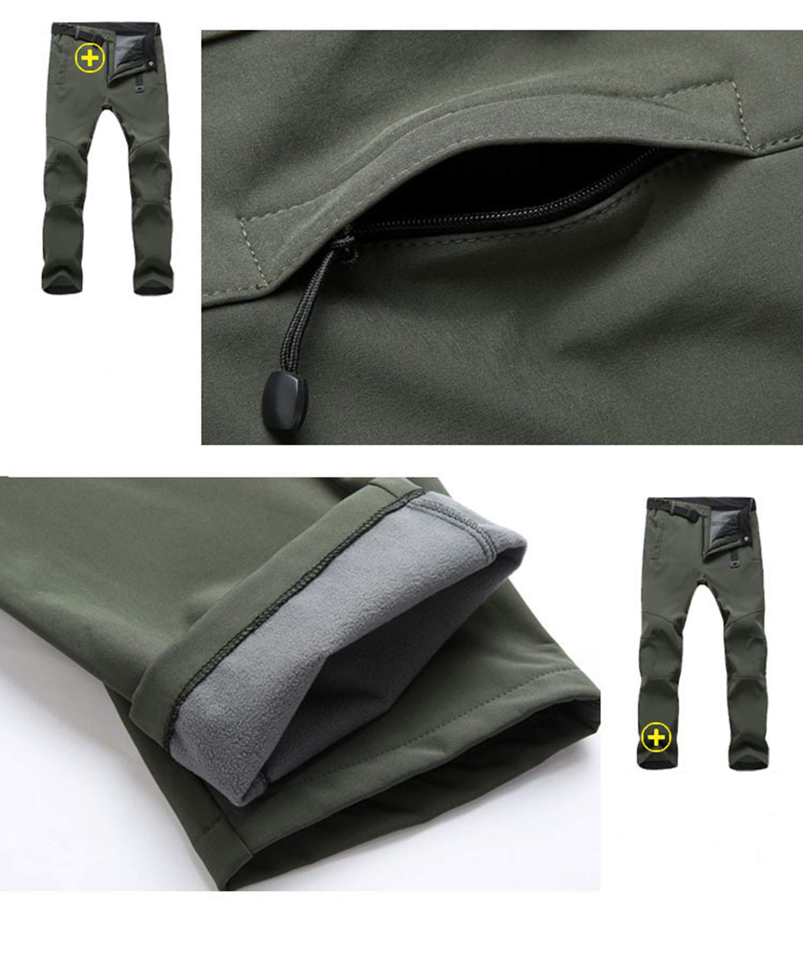 Pantalones de Esquí para Hombres Dawwoti Impermeables y Resistentes al Viento con Bolsillo Cremallera