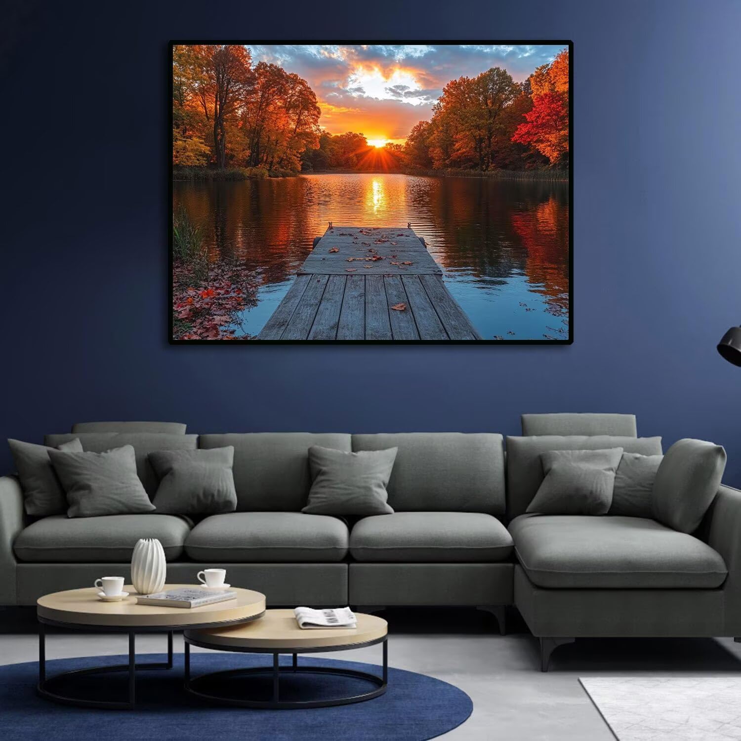 Diamond Painting See Bäume Design Full Drill Diamant Painting Bilder Bastelset Erwachsene DIY Kreativ Set für Erwachsene Mosaik Bastelset Stickerei Geschenke Home Wanddekor Malerei 80x110cm P-q-8254