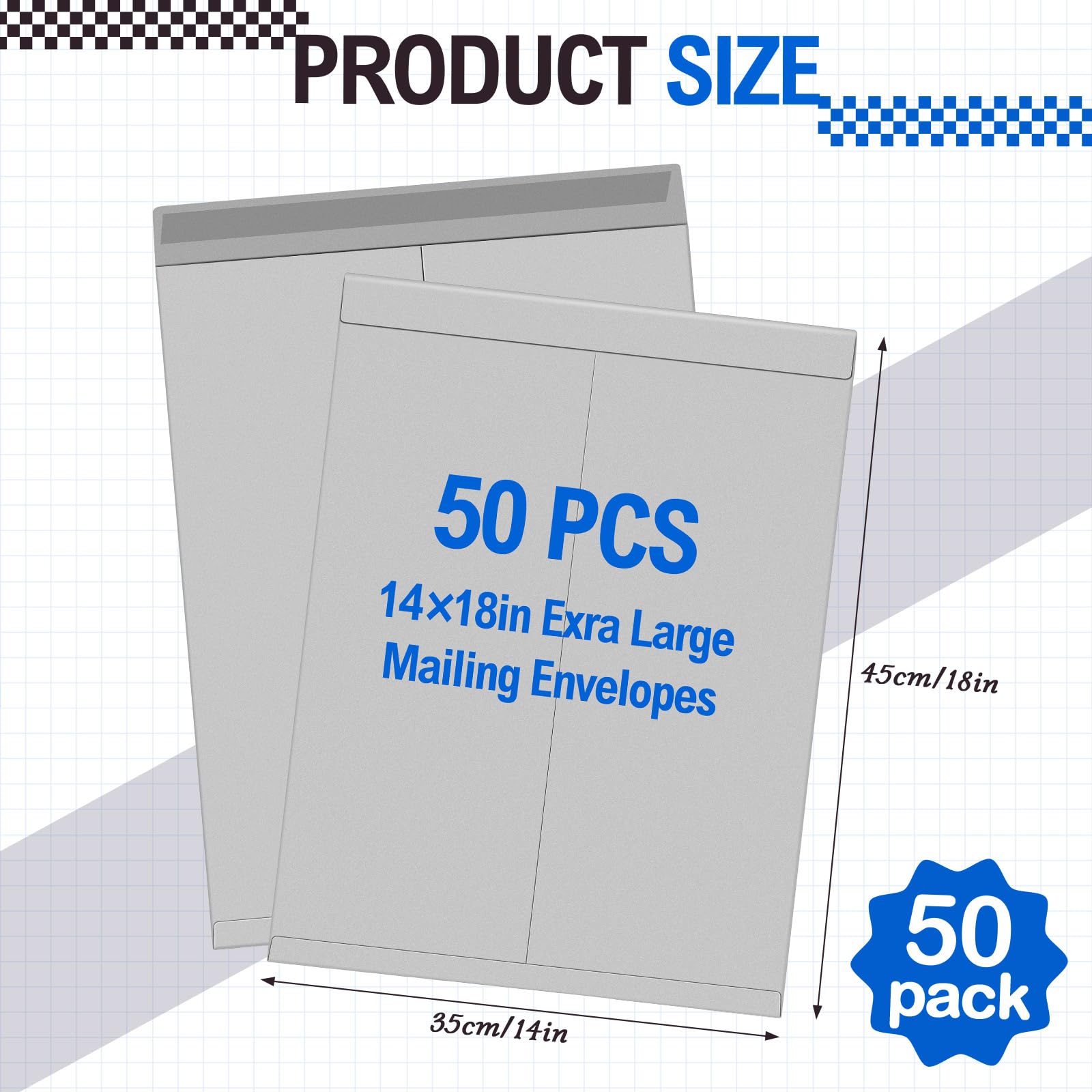 Motipuns 50 sobres extragrandes de 14 x 18 pulgadas con solapas engomadas, sobres de catálogo, sobres de papel kraft jumbo para correo, almacenamiento y organización de documentos, suministros de