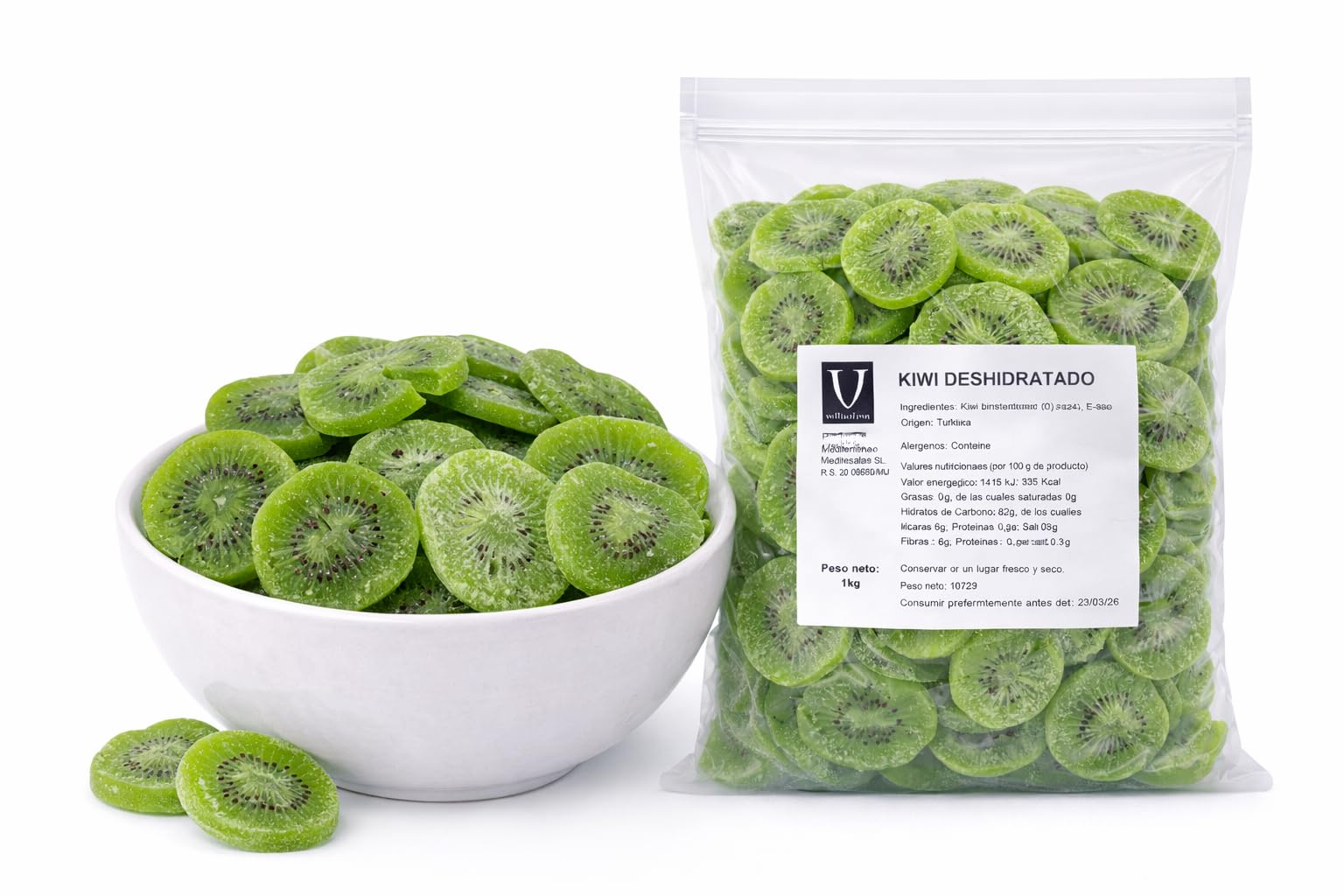 Villaolivo - Kiwi Deshidratado | Fruta Exótica en Rodajas | Snack Gourmet 1 kg)