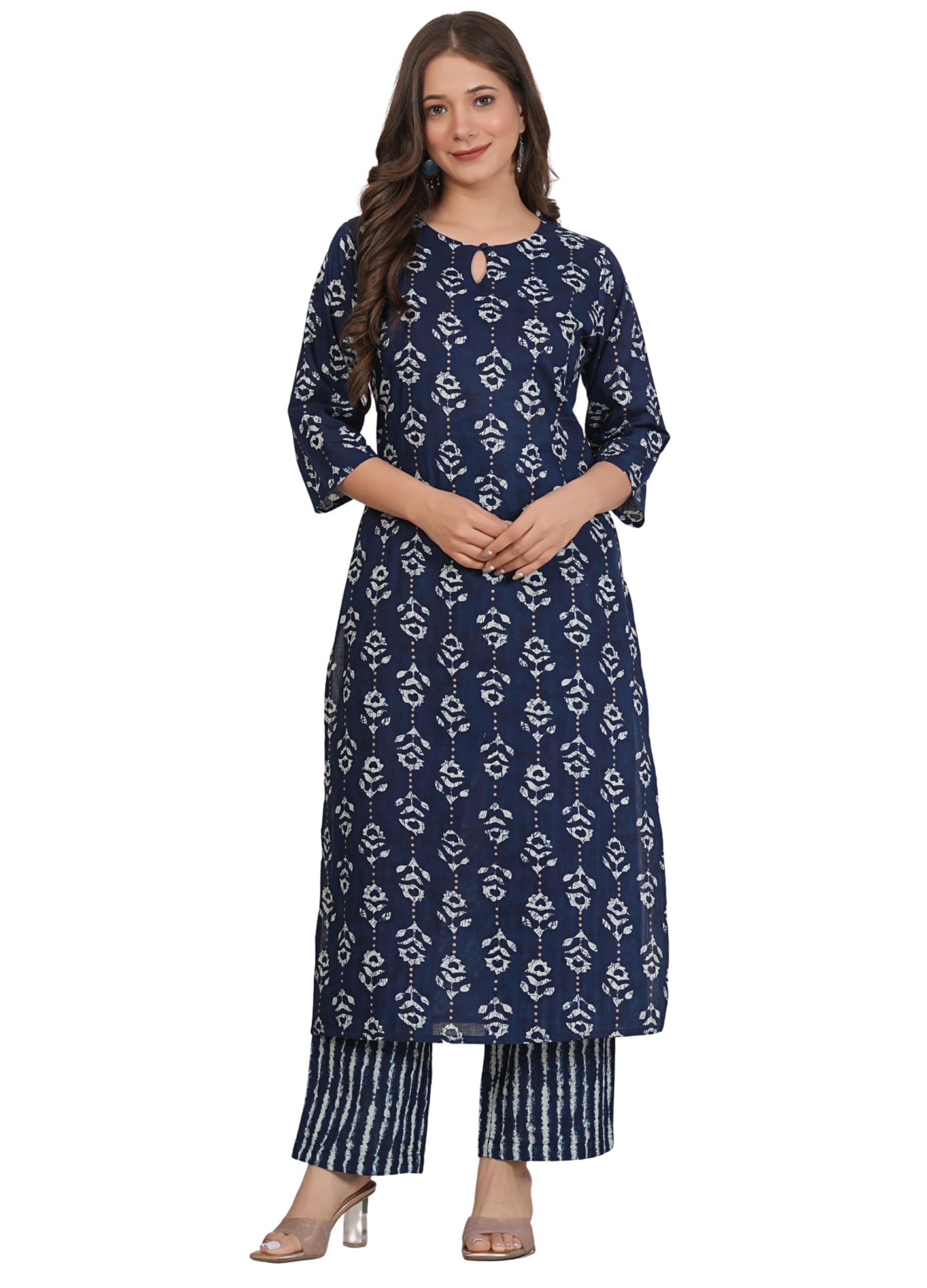 Women Woman Pure Cotton Printed Straight Kurta Sets with Palazzos |Kurti Set for Woman|Cord Set for Women Cotton-image-29