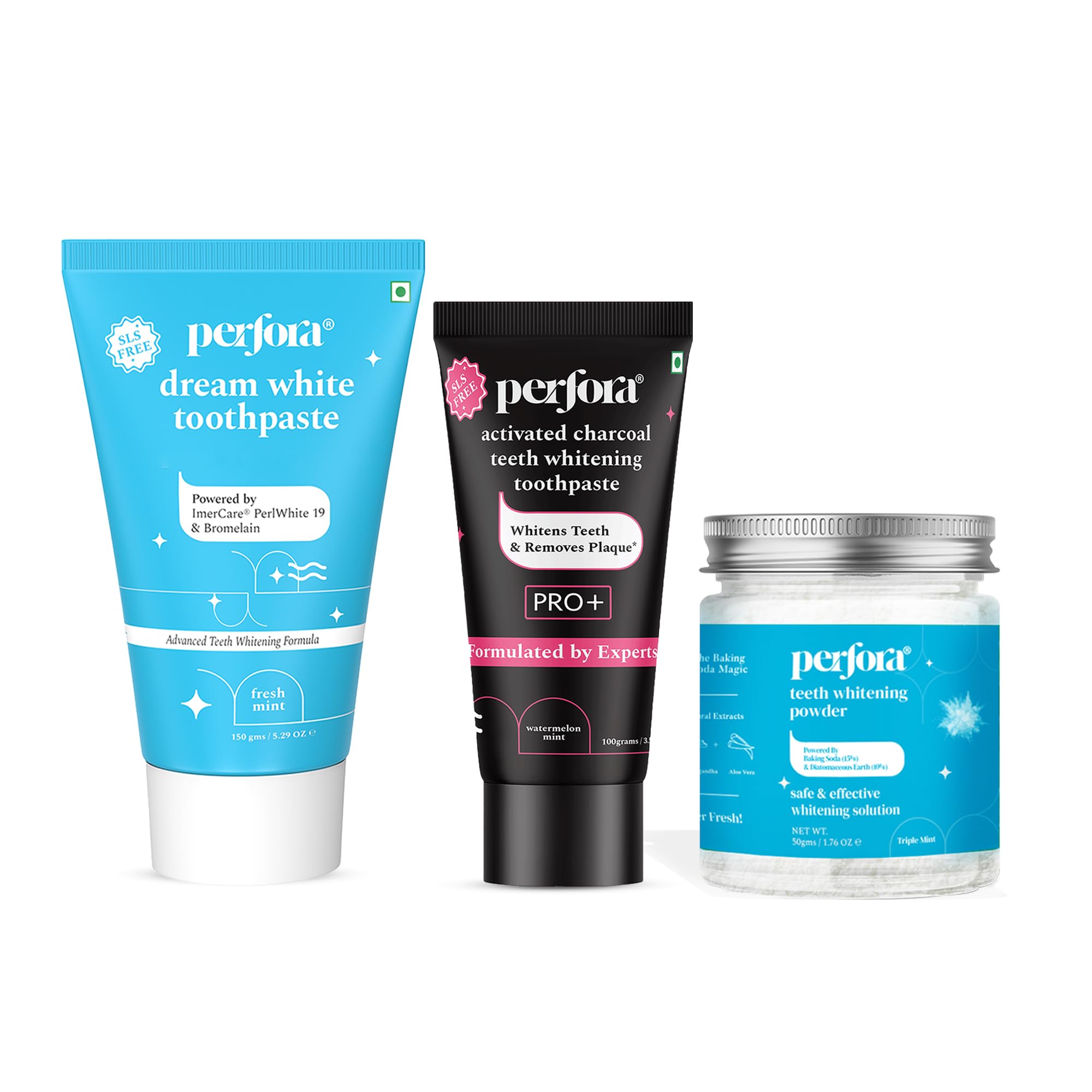 Perfora Teeth Whitening Kit | Dream White Toothpaste | Teeth Whitening Powder | Activated Charcoal Toothpaste | Vitamin Enriched SLS & Fluoride Free | SLS Free & Made Safe Certified | Pack of 3 (B0CCRNK69H) Amazon Price History, Amazon Price Tracker