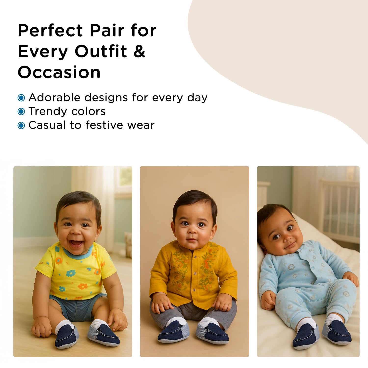 Mee Mee Soft Light Weight Booties | Unisex | Anti Skid | Attractive Colors & Designs | 6 Months + Denim Blue - Image 5 thumbnail