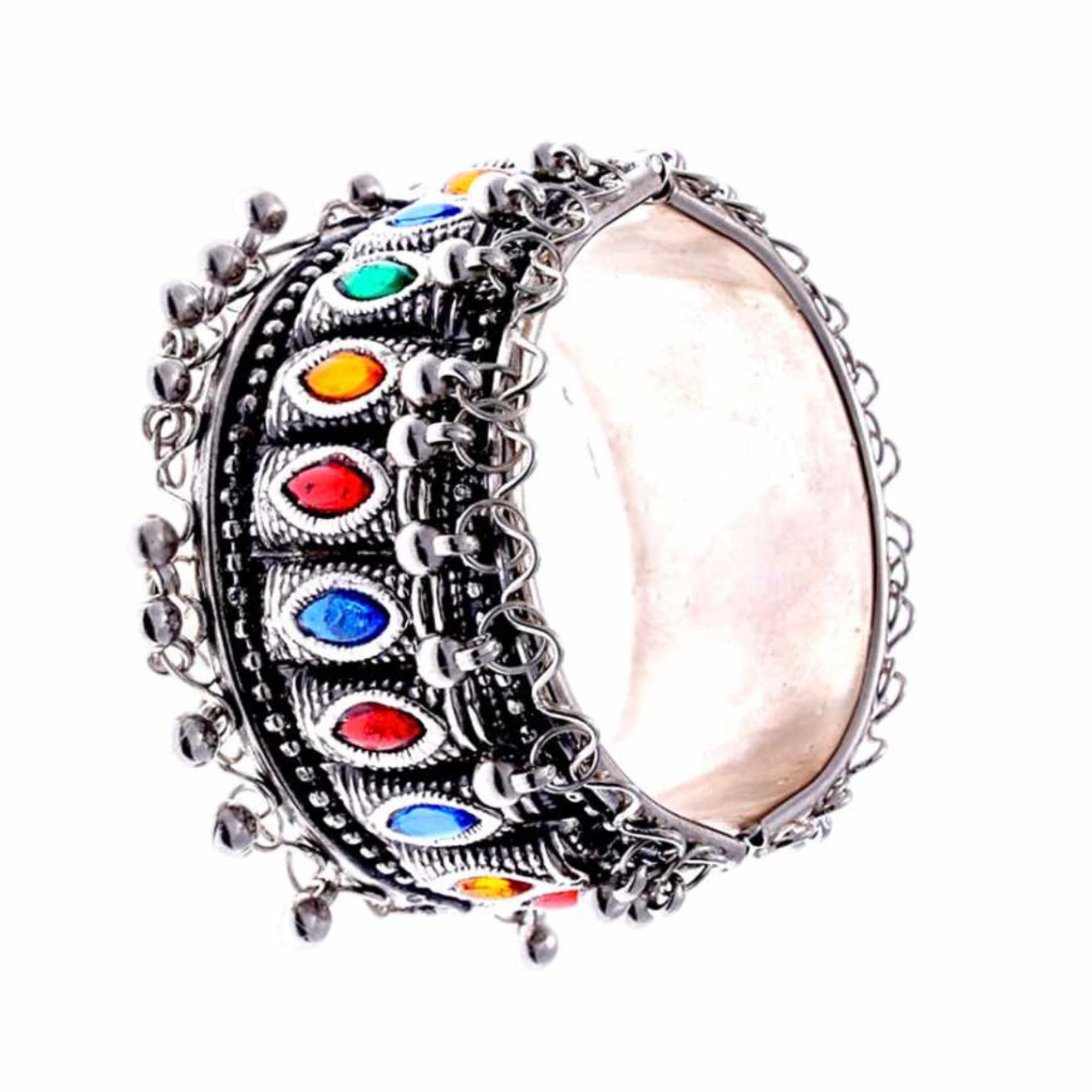Dazzel Box Womens Oxidized Kada Bangle Bracelet With MultiStone Studded | Womens Oxidized Kada Bangle Bracelet with Cubic Zirconia (B0DH2J33R4) Amazon Price History, Amazon Price Tracker