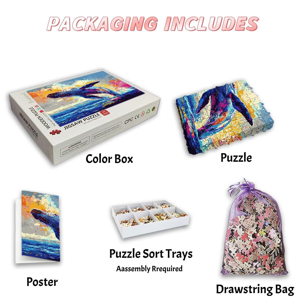 Puzzle 5000 sztuk wieloryb, drewniane puzzle ocean, klasyczne wyzwanie puzzle dla całej rodziny, zabawki puzzle litery na plecach, oryginalne prezenty dla mężczyzn wystrój -2057
