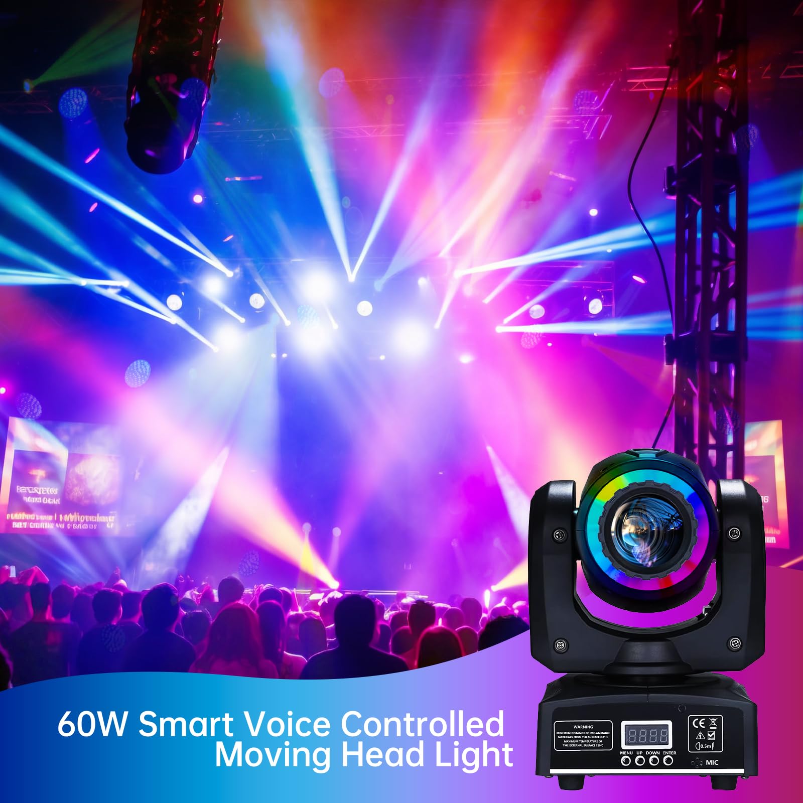 Amazon.com: 60W LED Moving Head Light, DJ Lights Stage Lighting