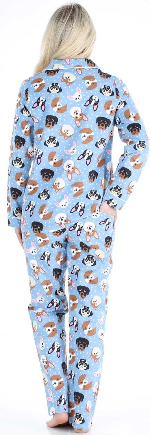 PajamaMania Women's Cotton Flannel Long Sleeve Button-Down Pajamas PJ Set - Image 2