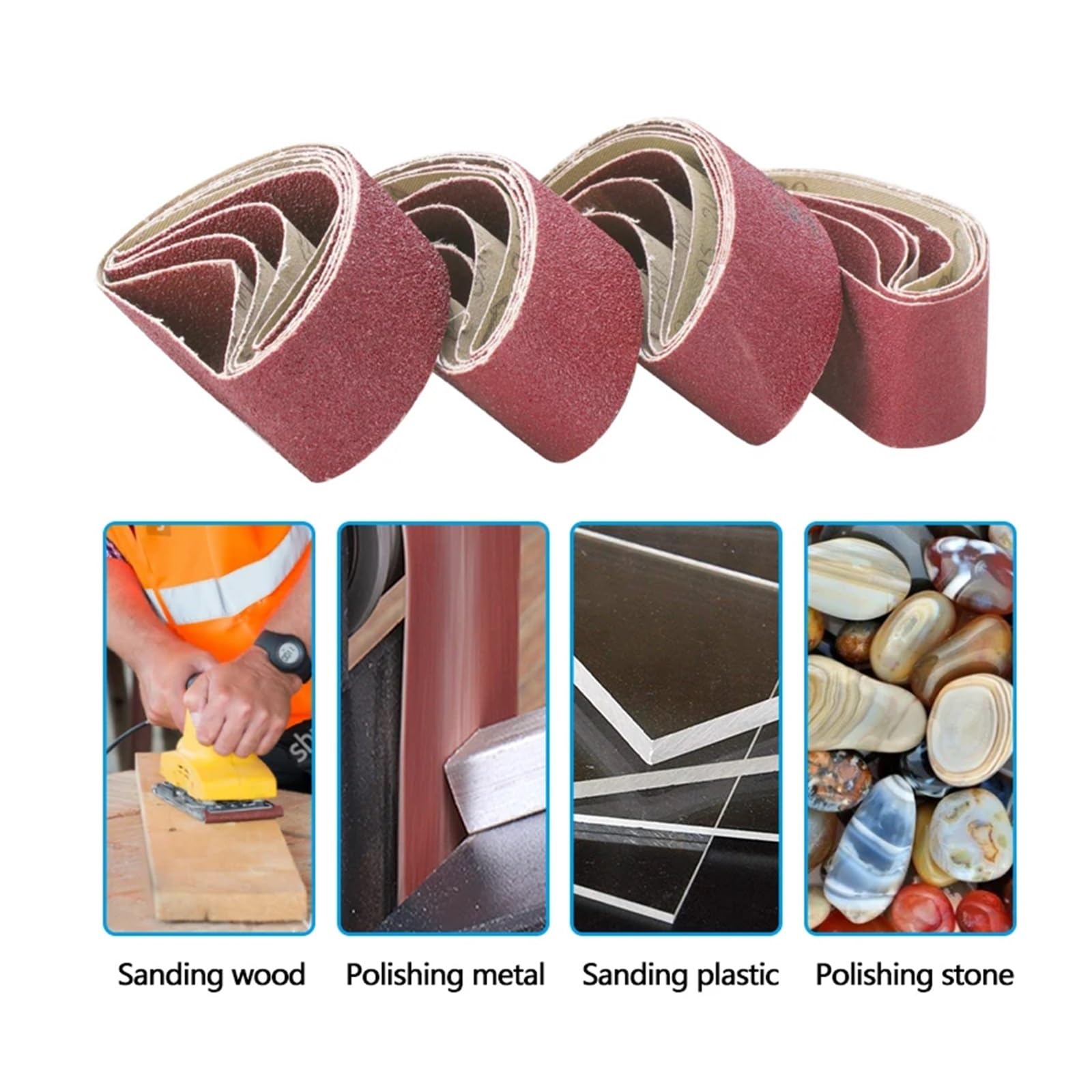 Nastro abrasivo, Nastri Abrasivi 75x457mm Confezione Da 5 Grana 40 60 80 120 Rosso(5pcs Grit 120)