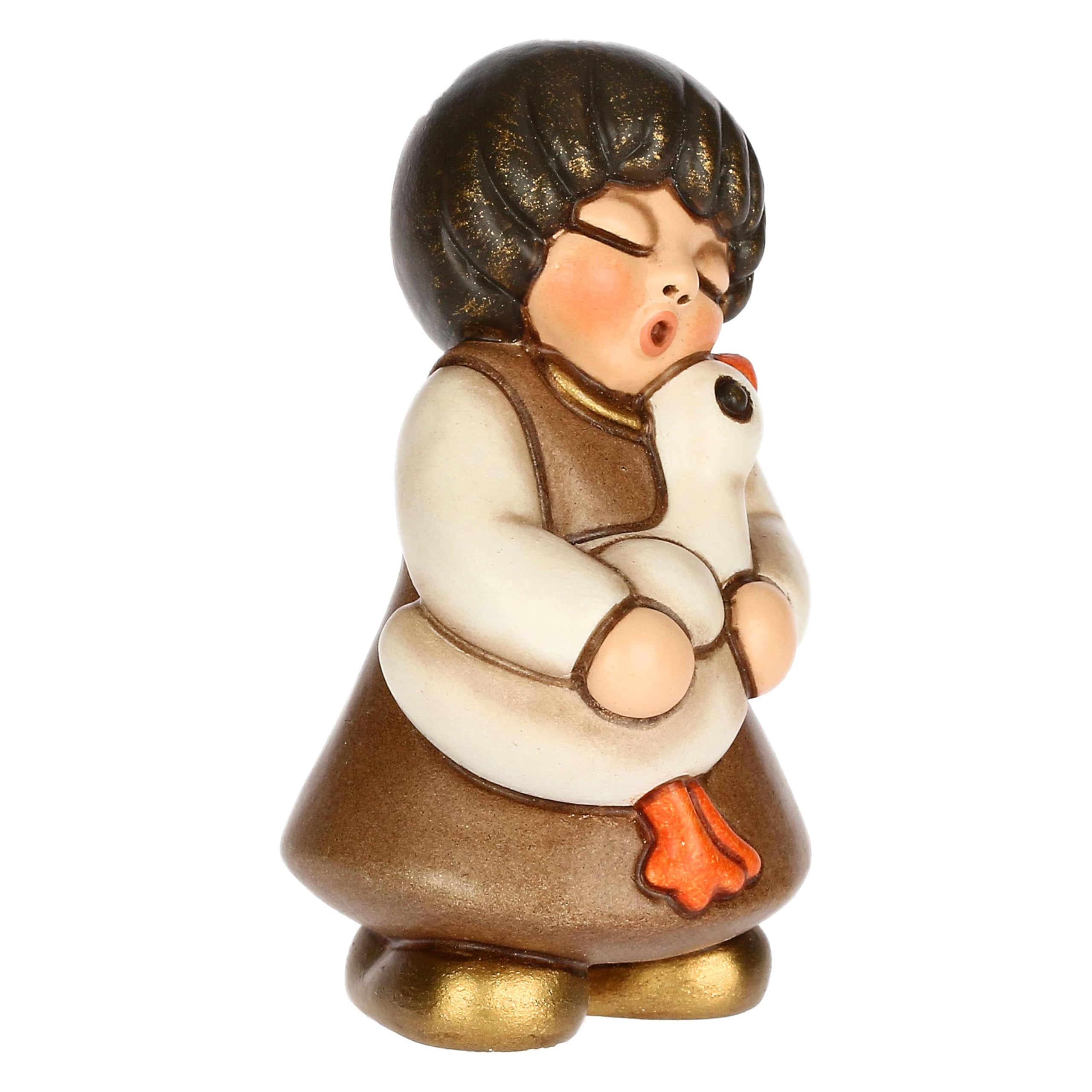 THUN, Bimba con Oca in Ceramica di Alta Qualità, Collezione Presepe Classico, Statuine per Presepe di Natale da Collezione, 3,6 x 3,6 x 6,2 cm