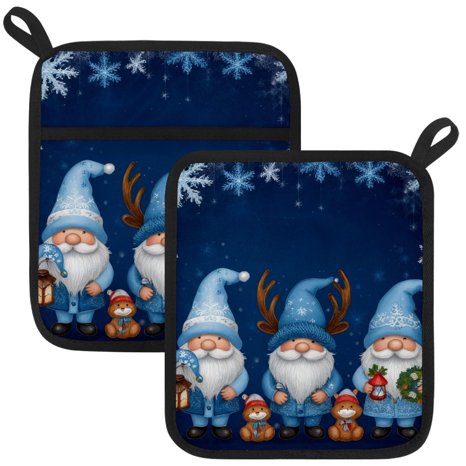 VAPOKF Christmas Gnome Pot Holder, Heat Resistant Oven Cloths, Potholders & Oven Gloves, for Kitchen Cooking & Baking, Thick & Safe, Protection of Hands From Hot Utensils