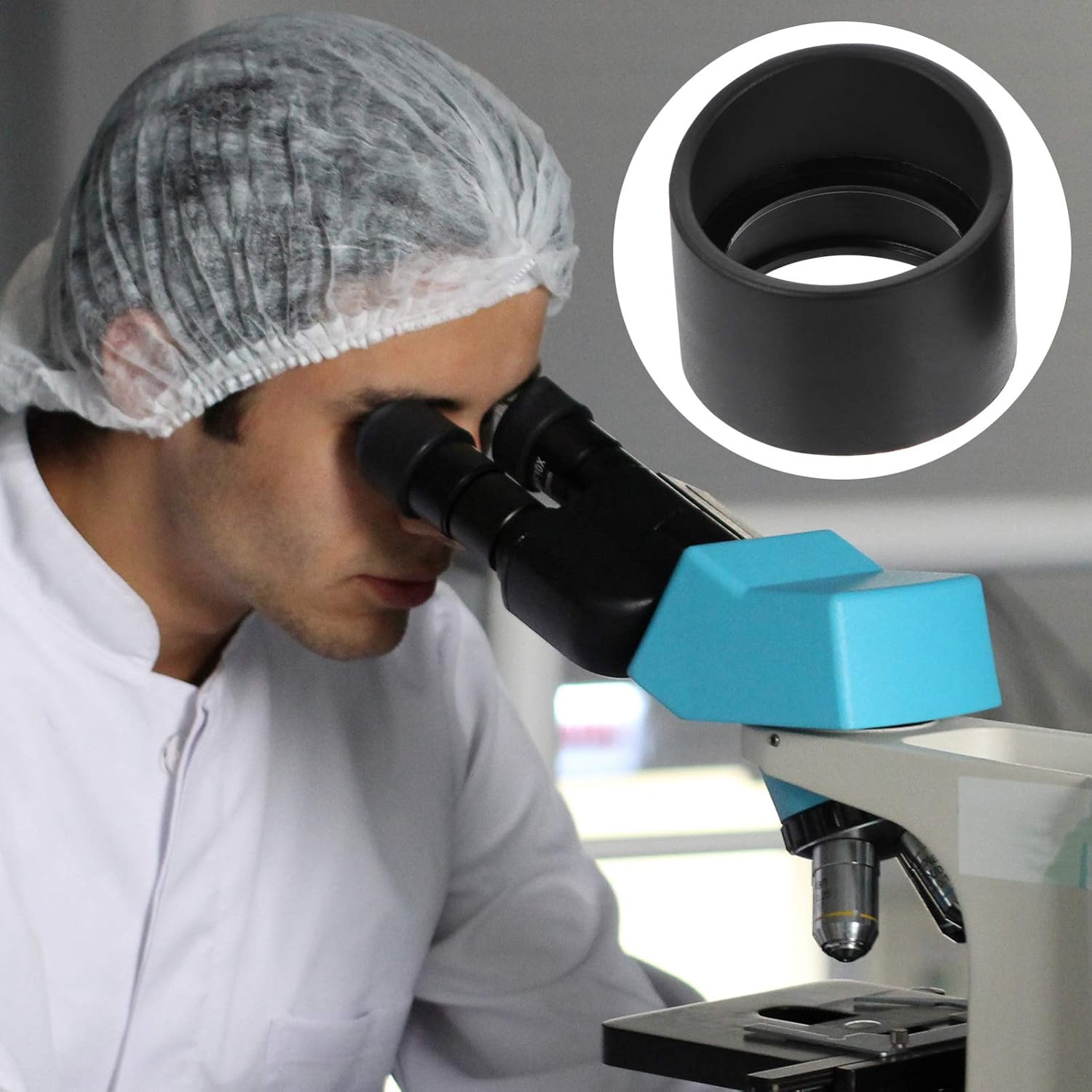 2pcs Microscope Eyepiece Covers, Binocular Eye Cups Replacement, 33mm Inner Diameter, Rubber Eyepiece Covers for Microscope, Reduces Glare, Protects Lens from Water, Black