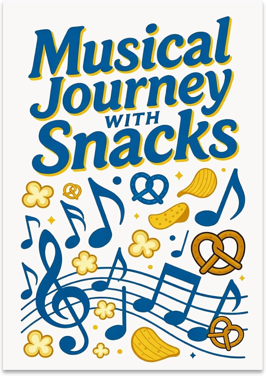Music Lover Poster Print - Musical Journey with Snacks - 13x19 - Whimsical Decor