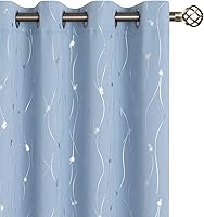 Vista 1 de BGment Room Darkening Curtains 95 Inches Long, Grommet Thermal Insulated Blackout Curtains with Wave Line and Dots Printed for Bedroom, 2 Panels