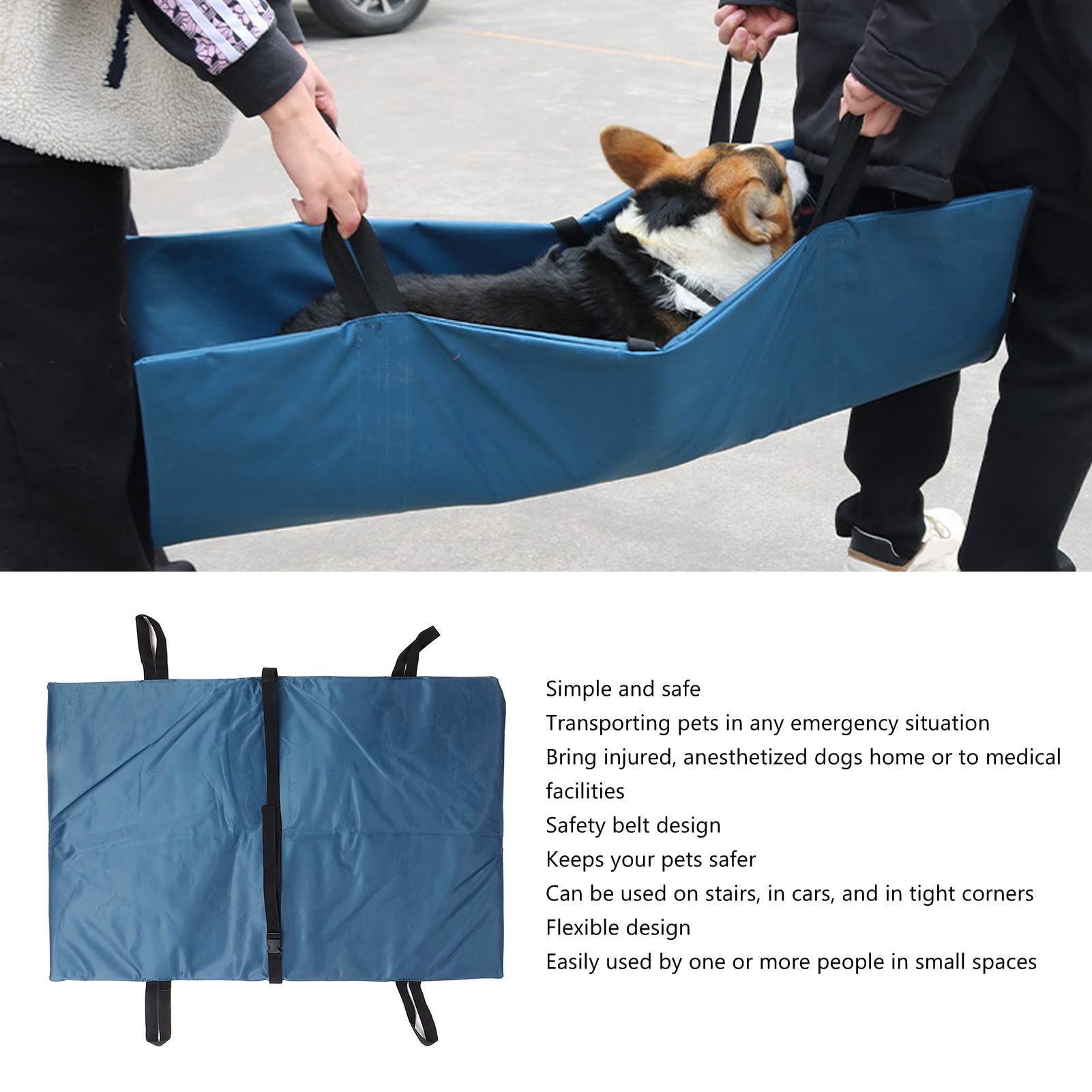 Barella da Trasporto per Cani, Barella da Salvataggio di Emergenza per Animali Domestici Pieghevole Flessibile Portatile, con Design Cintura di Sicurezza Manico in Un Pezzo
