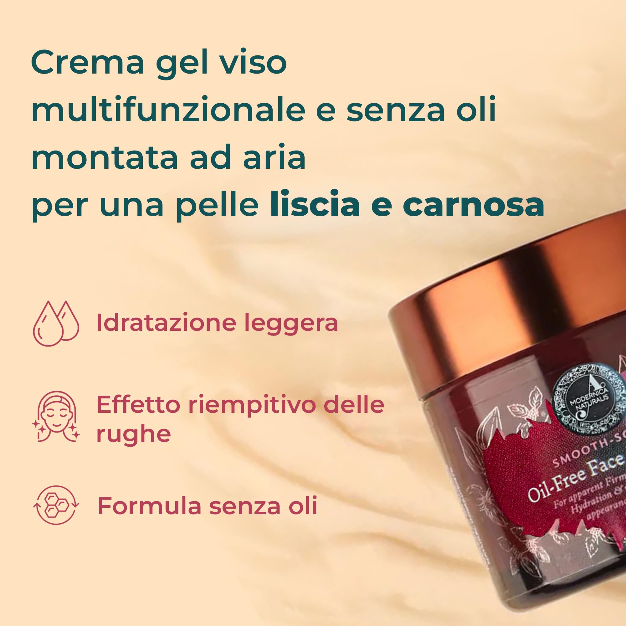 Smooth-Sorbet Crema viso senza olio | Crema idratante vegana leggera per pelle idratata, liscia e grassoccia, con acido ialuronico, manjistha e aloe vera, dermatologicamente testato, 50 g