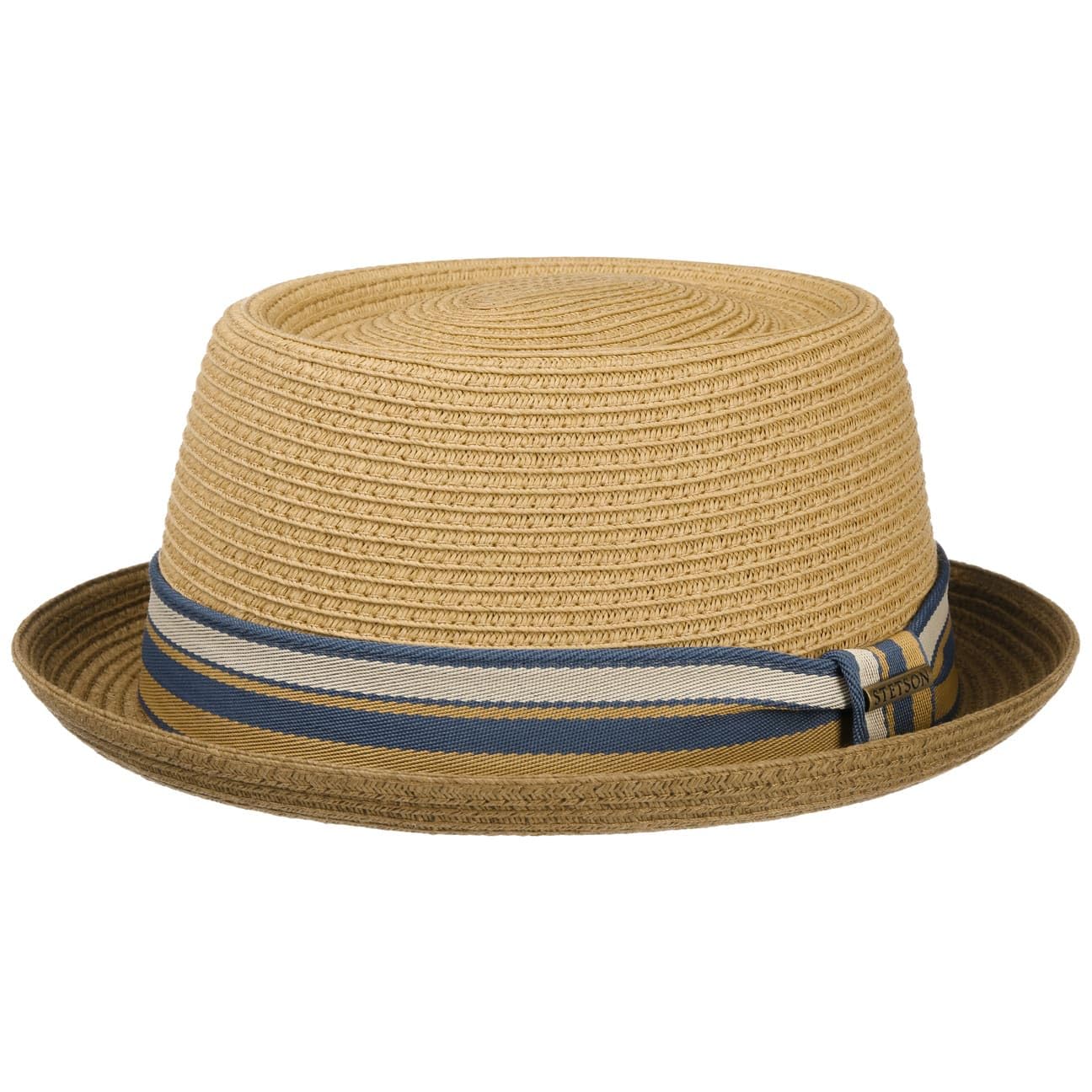 Stetson Ruviano Pork Pie Strohoed Dames/Heren - zomer hoed met ripsband voor Lente/Zomer - L (58-59 cm) donkerblauw