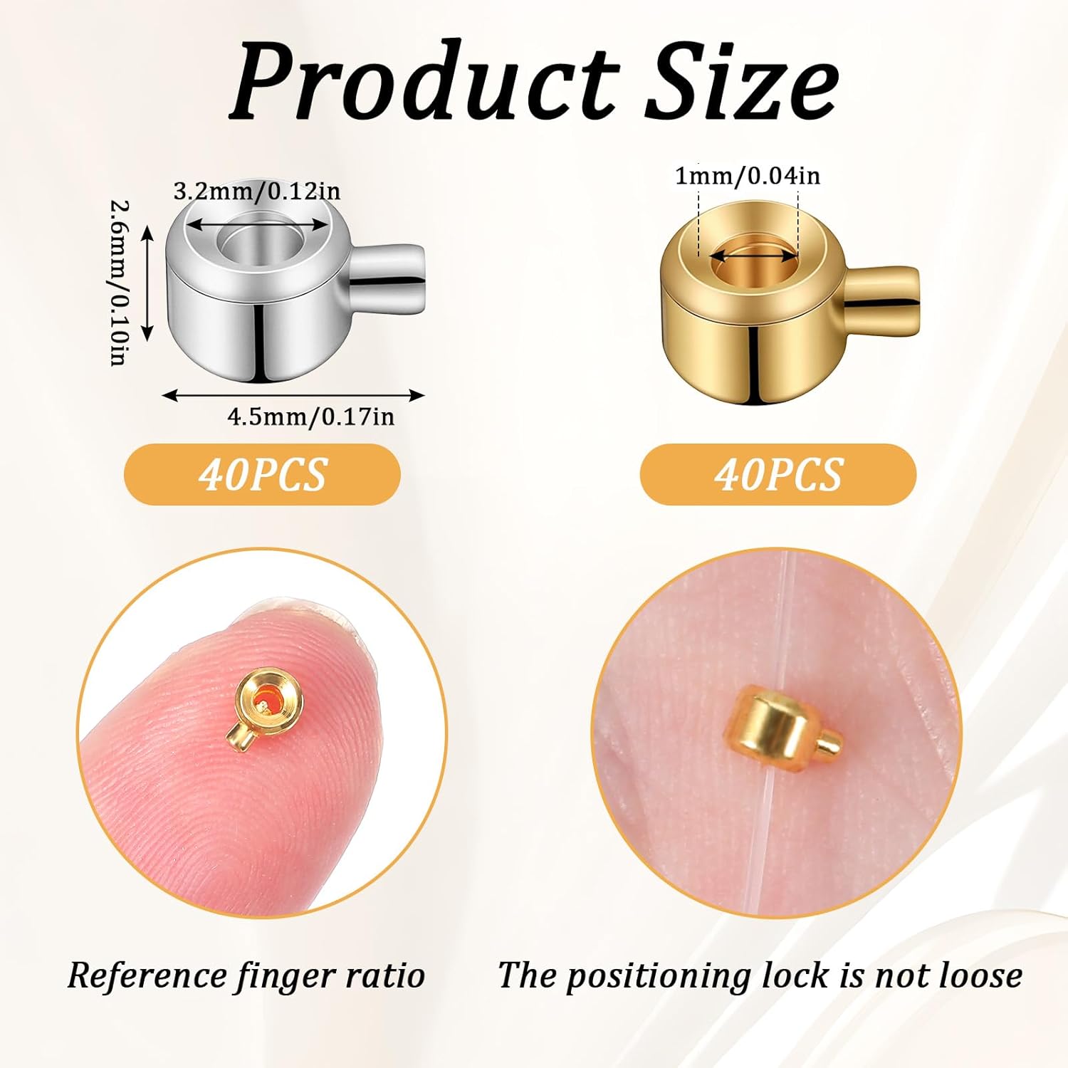 80 PCS Crimp Beads for Jewelry Making Supplies, Crimping Beads, Brass Crimp Bead Covers, Gold Silver Spacer Bead for Earring Necklace DIY Beading Supplies - Image 2