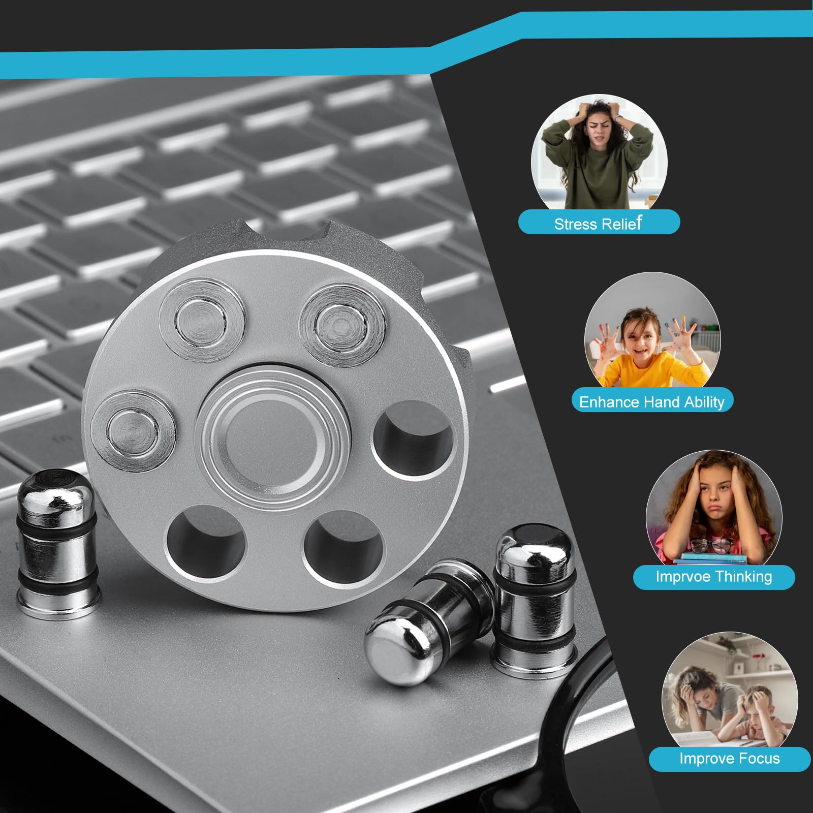 Juguetes giratorios de aleación genial de metal para niños y adultos, cadena de bloque de cubo para la ansiedad, pequeño dispositivo sensorial, juguete de mano para dedos, regalo para hombres, juguete 6