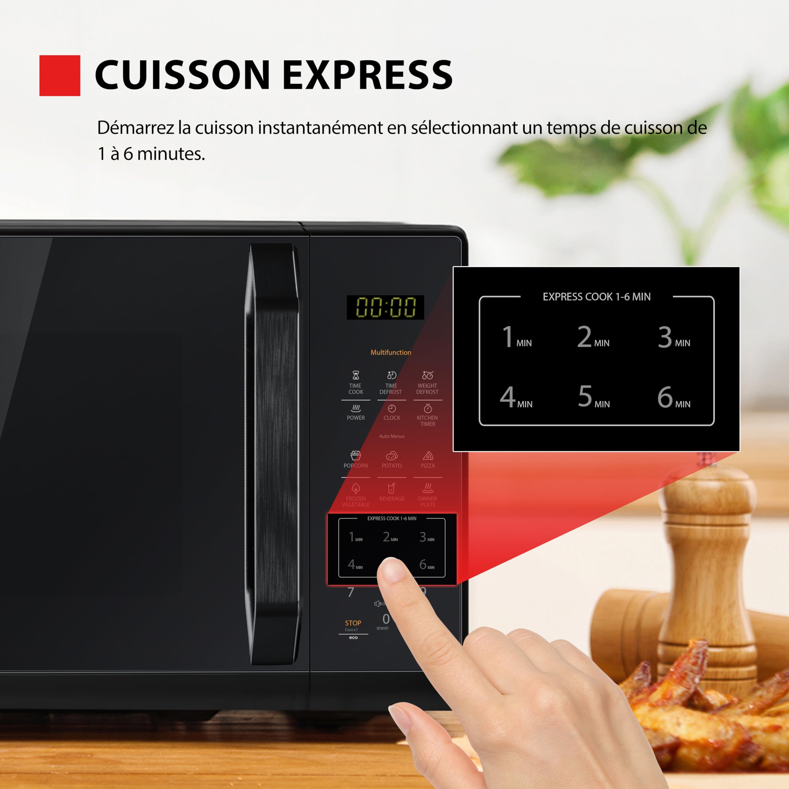 Toshiba Four Micro-ondes Posable 20L MW3-EM20PE(BM), 800W,6 Menus Automatiques, avec Éclairage LED Brillant, Noir