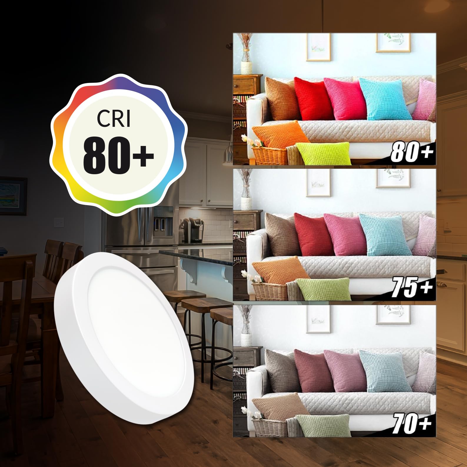 LED ATOMANT 4x Plafon LED Superficie 300mm 24W CCT 3000-6500K 2200lm | Con Selector de color CCT, Driver incluido